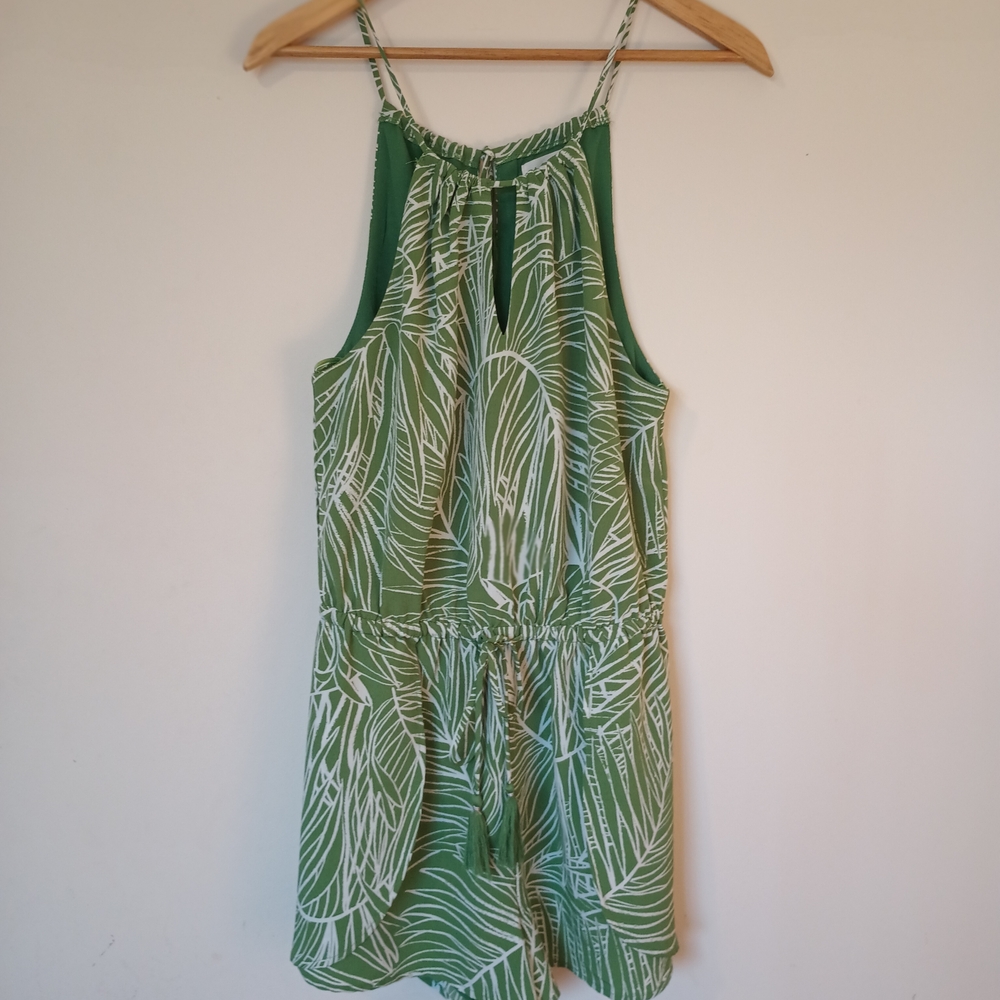 Lost + Wander  women's Tropical Green Leaf Romper Size S